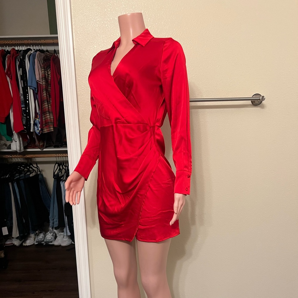 Chic Long Sleeve Red Dress. Size XS.